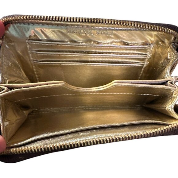 EUC Michael Kors Zip-around Wristlet~ Monogrammed~ Brown Leather (D25) - Picture 3 of 4